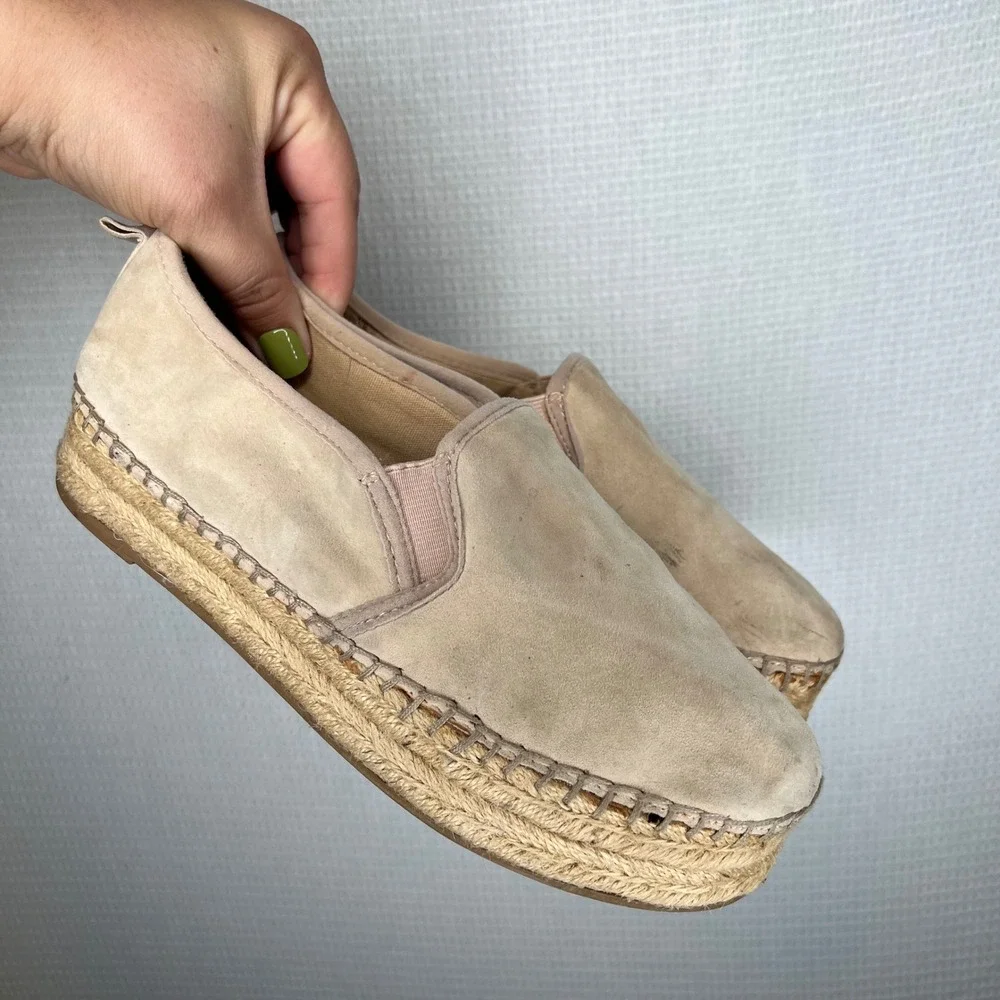 Sam Edelman Adena Beige Suede Espadrille Slip On Flats Womens Size 8